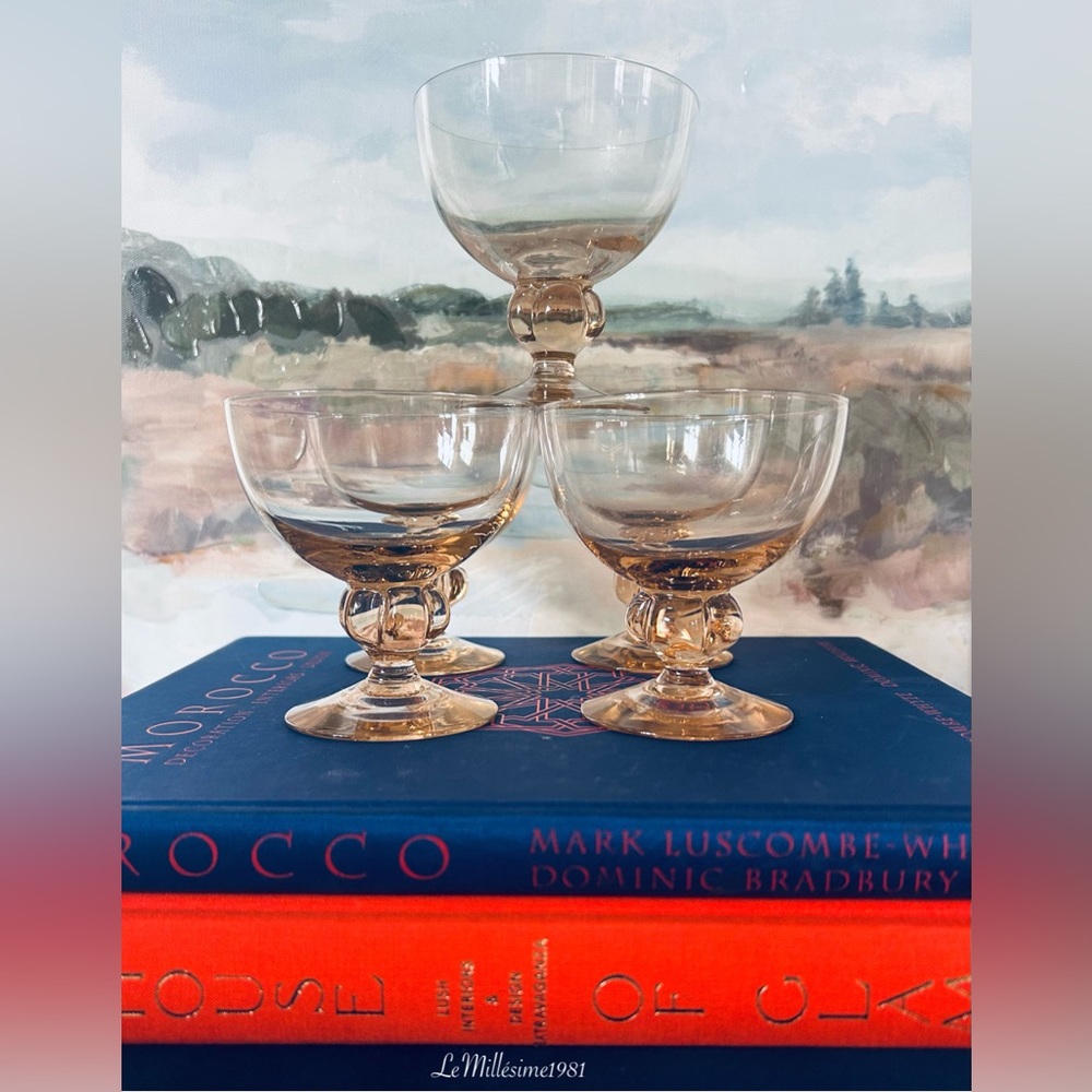 Vintage Set of 5 Swedish Crystal  Astrid Crystal Low Sorbet Skruf Glasses